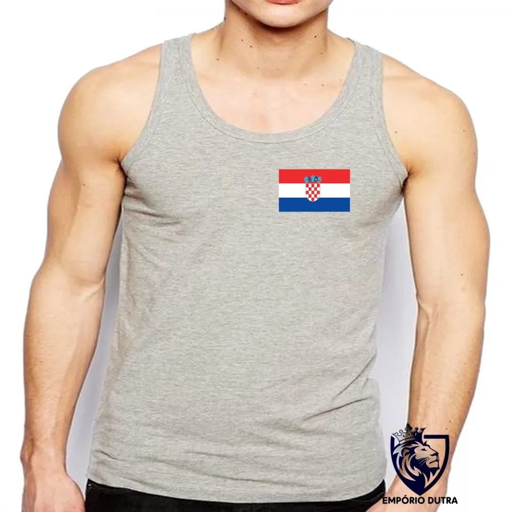 Camiseta Regata adulto ou infantil bandeira Croacia croatia Imagem