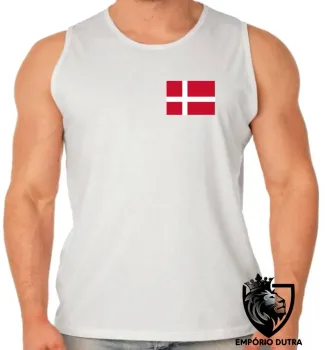 Camiseta Regata adulto ou infantil bandeira Dinamarca europa - Foto 2