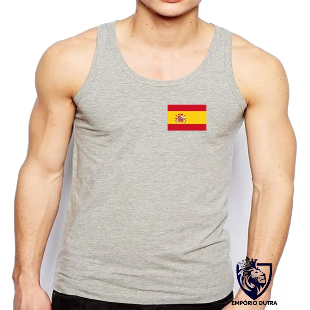 Camiseta Regata adulto ou infantil bandeira Espanha europa