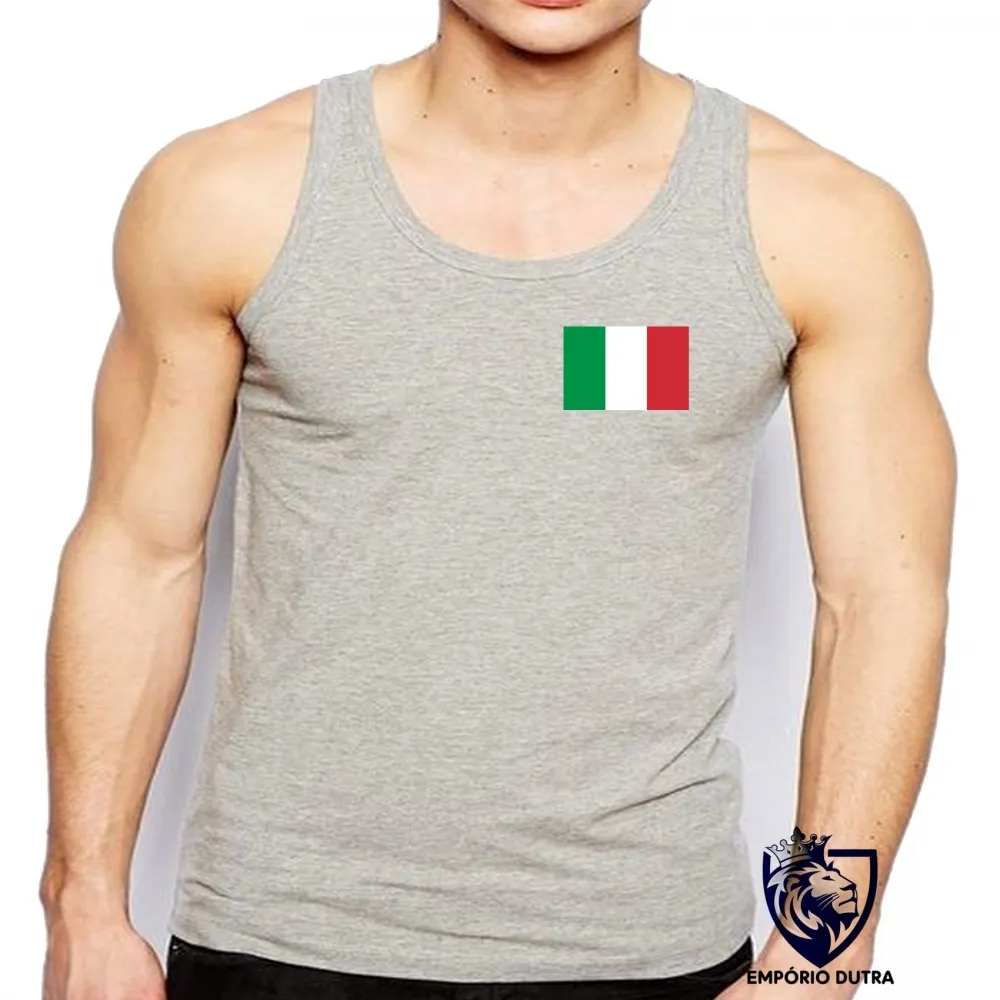 Camiseta Regata adulto ou infantil bandeira Itália italiano europa Imagem