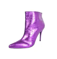 Ankle Boot Aisha Crocodilo Metalizado Roxo com Numeração Especial em Promoção - Foto 3