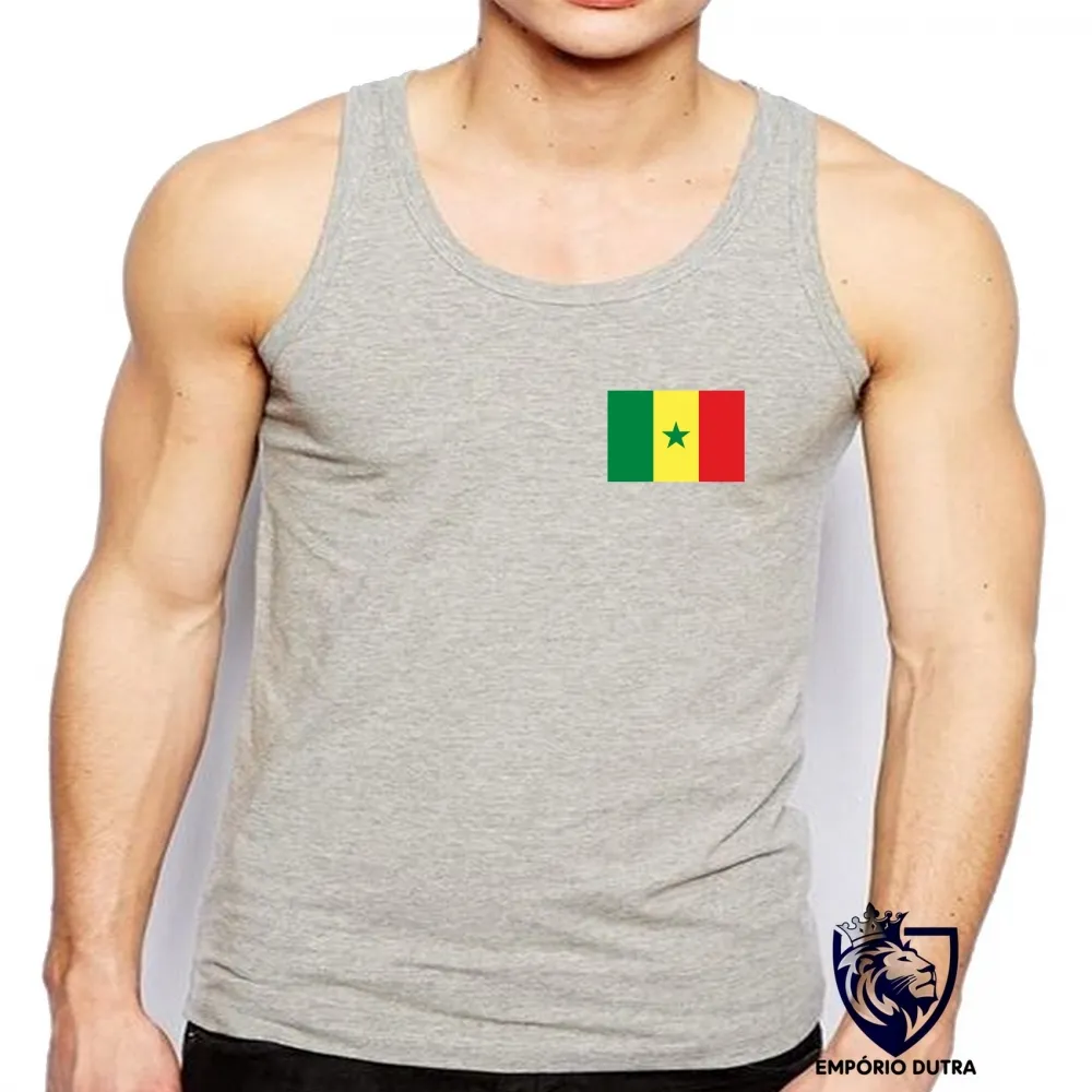 Camiseta Regata adulto ou infantil bandeira Senegal africa