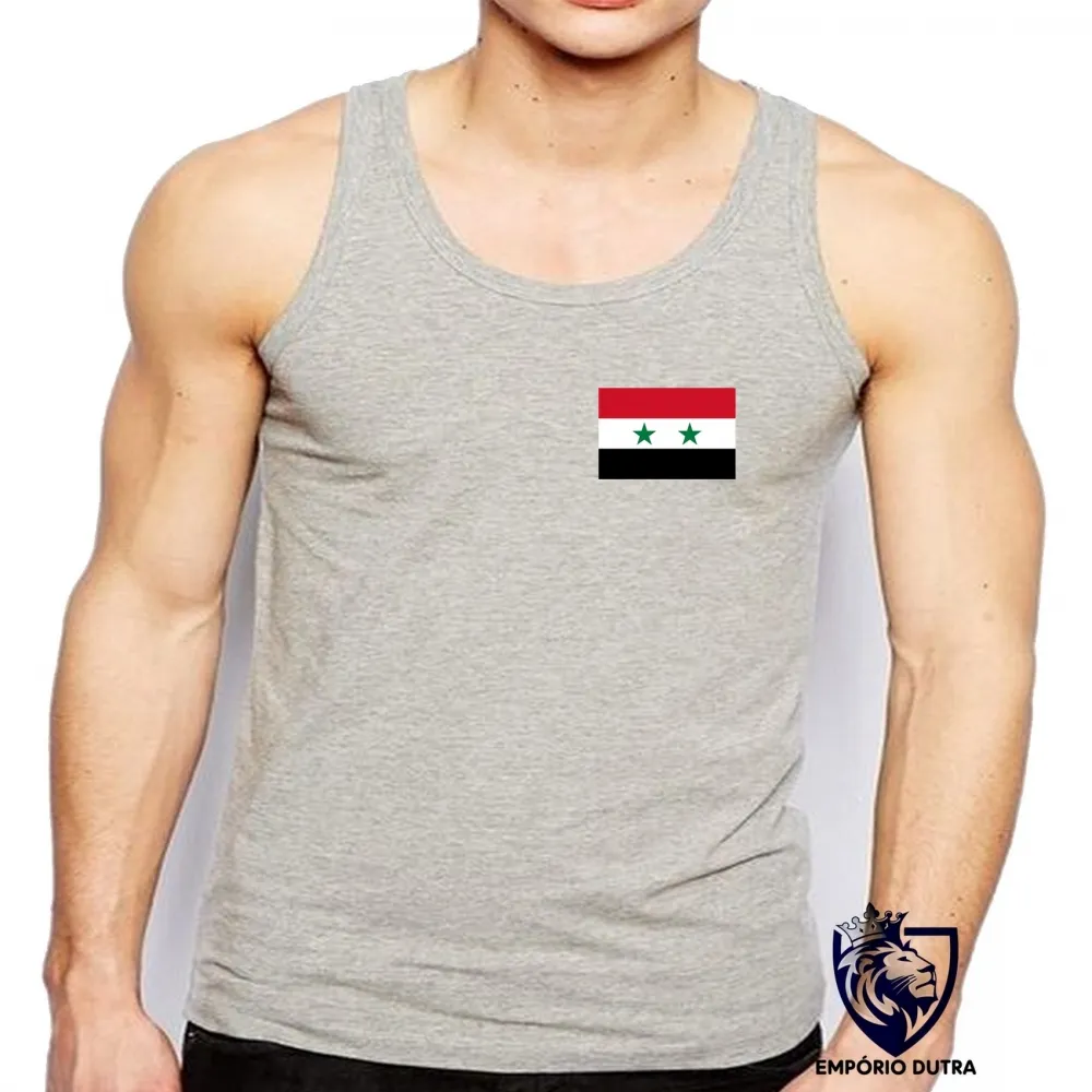 Camiseta Regata adulto ou infantil bandeira siria República Árabe