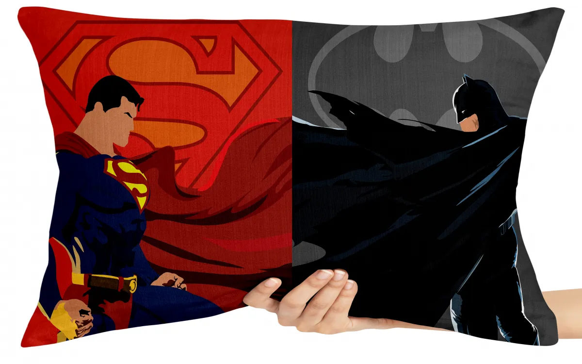 Capa de Almofada ou Travesseiro Batman e Superman desenho Imagem