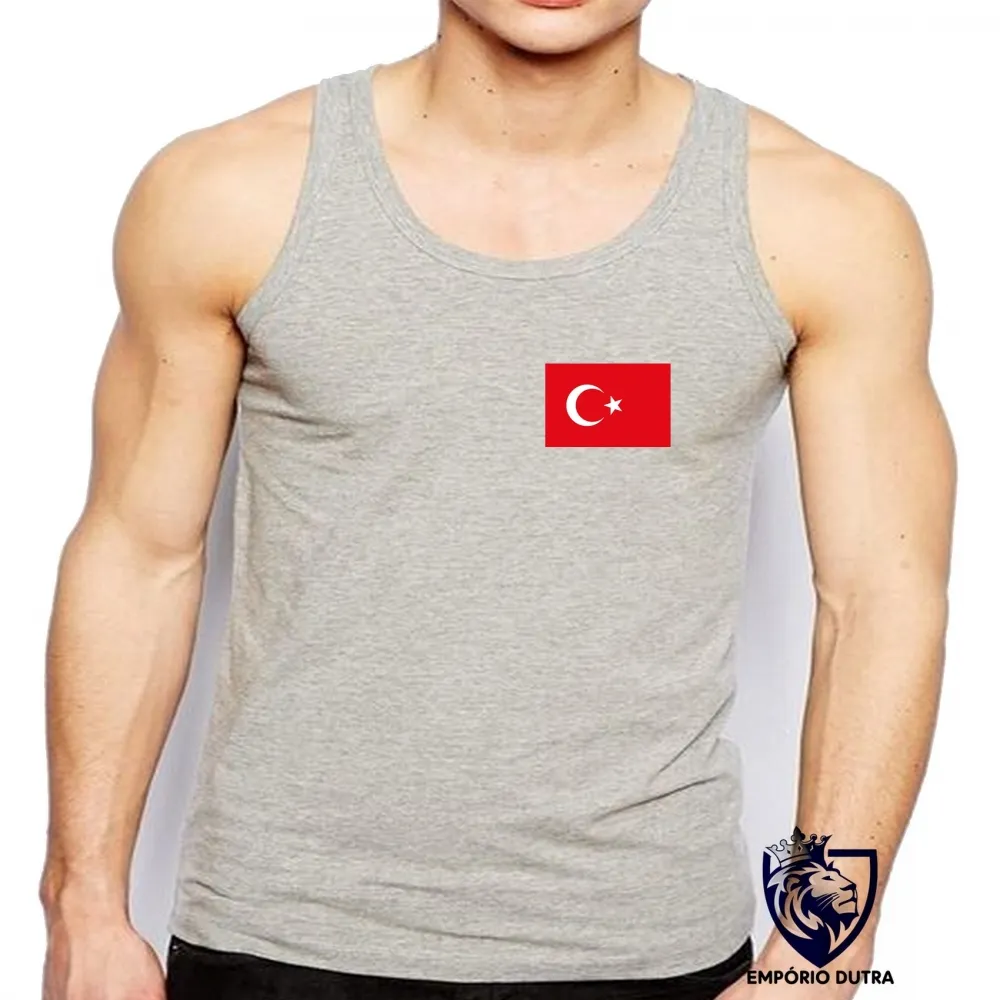 Camiseta Regata adulto ou infantil bandeira Turquia oriente medio