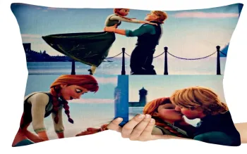 Capa de Almofada ou Travesseiro Frozen Anna e Christopher