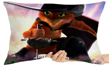 Capa de Almofada ou Travesseiro Gato de Botas 2 espada chão