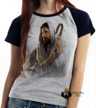 Baby look blusa Feminina Jesus Cristo de Nazare DEUS - Foto 2