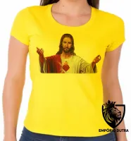 Baby look blusa Feminina Jesus Cristo Deus Coração braços abertos - Foto 6