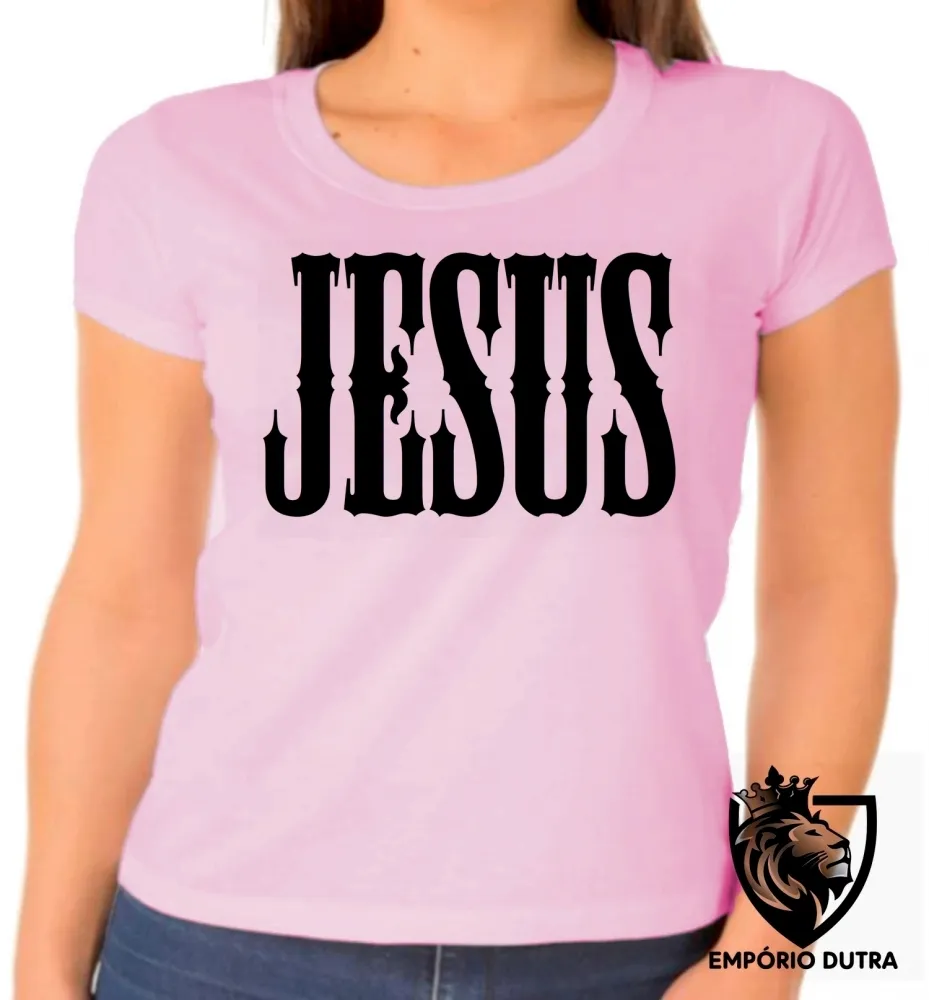 Baby look blusa Feminina Jesus Cristo DEUS Cristão nosso Rei