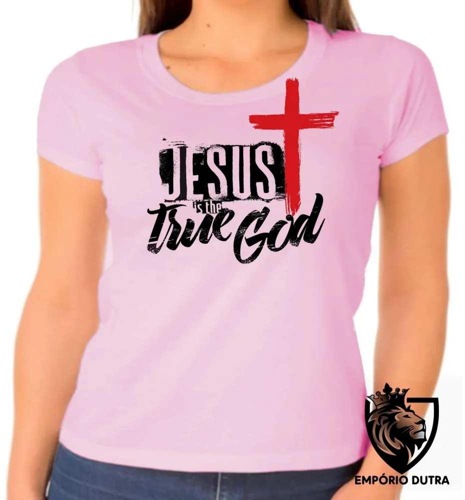 Baby look blusa Feminina Jesus Cristo o verdadeiro DEUS Imagem
