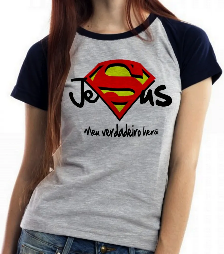 Baby look blusa Feminina Jesus cristo verdadeiro Herói superman