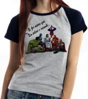 Baby look blusa Feminina Jesus foi assim que eu salvei o mundo vingadores - Foto 2
