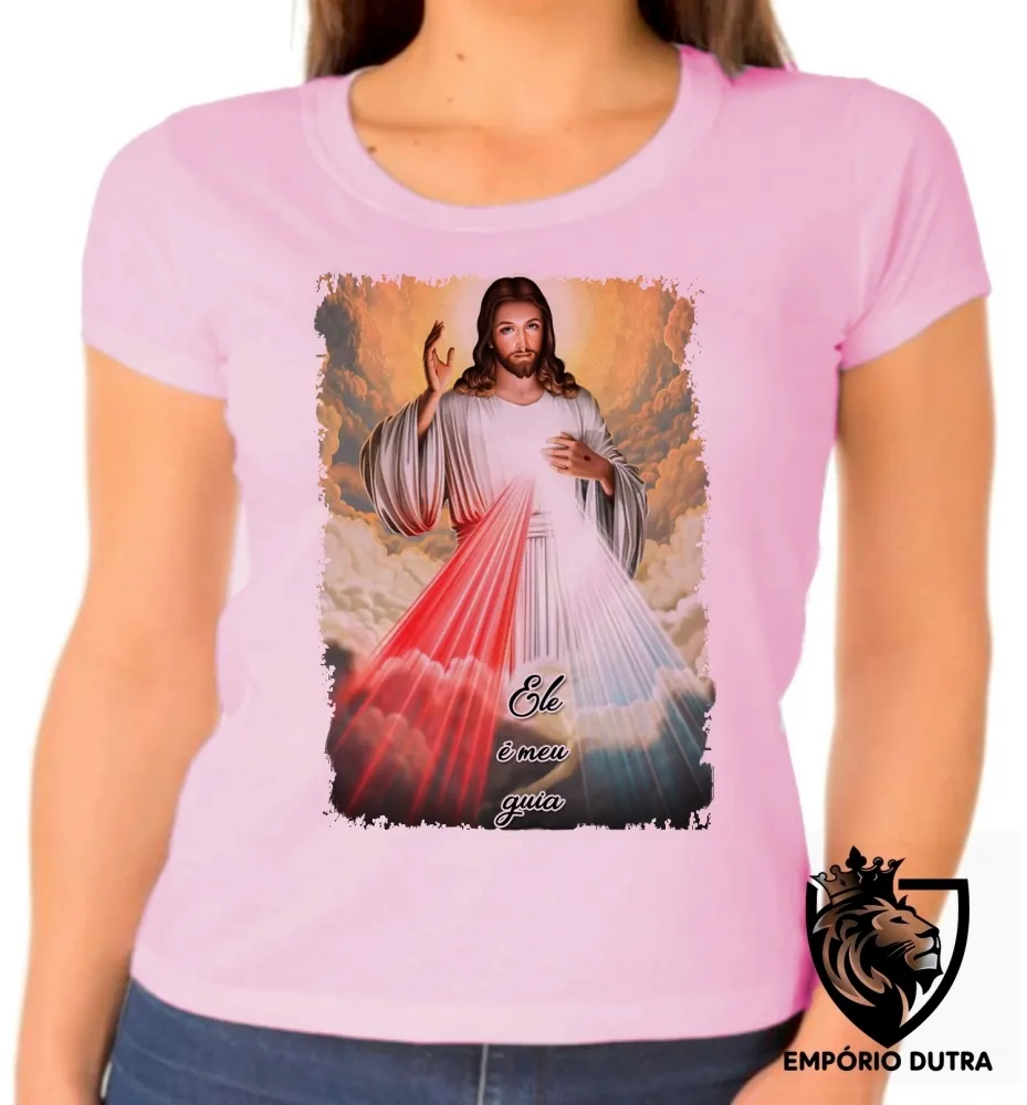 Baby look blusa Feminina Jesus meu guia Imagem