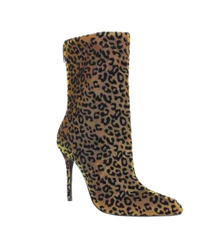 Ankle Boot Média Aisha Camurça Onça Dourada e Preta  com Numeração Especial em Promoção - Foto 2