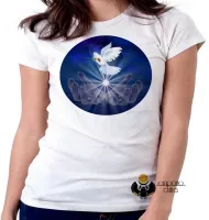 Baby look blusa Feminina Pomba da paz espirita Jesus amor Kardec - Foto 4