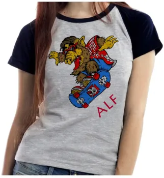 Baby look blusa Feminina ALF skate et teimoso alien - Foto 2