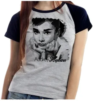 Baby look blusa Feminina Audrey Hepburn atriz america - Foto 2