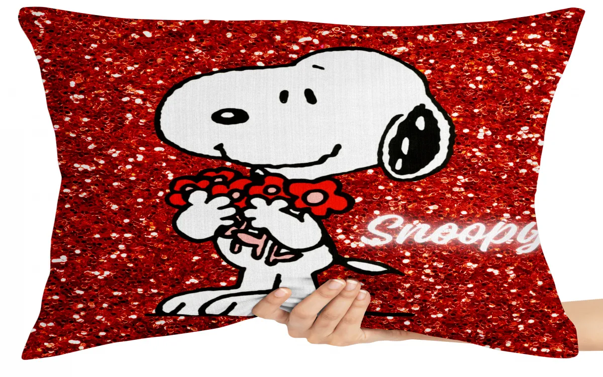 Capa de Almofada ou Travesseiro Snoopy flores