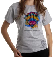 Baby look blusa Feminina balão frase Charles Chaplin - Foto 4