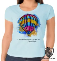 Baby look blusa Feminina balão frase Charles Chaplin - Foto 6