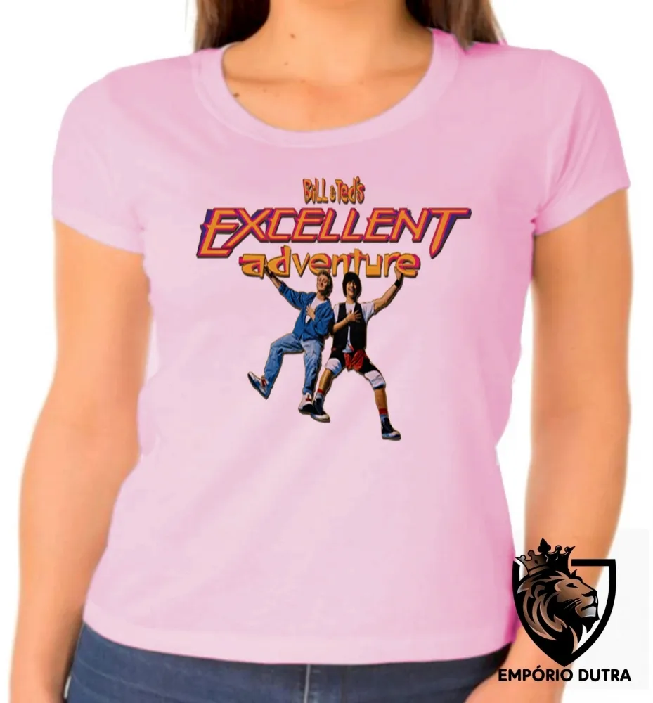 Baby look blusa Feminina Bill and Ted filme antigo