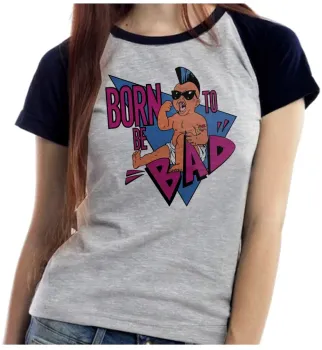 Baby look blusa Feminina Born to be bad schwarzenegger irmãos gêmeos - Foto 2
