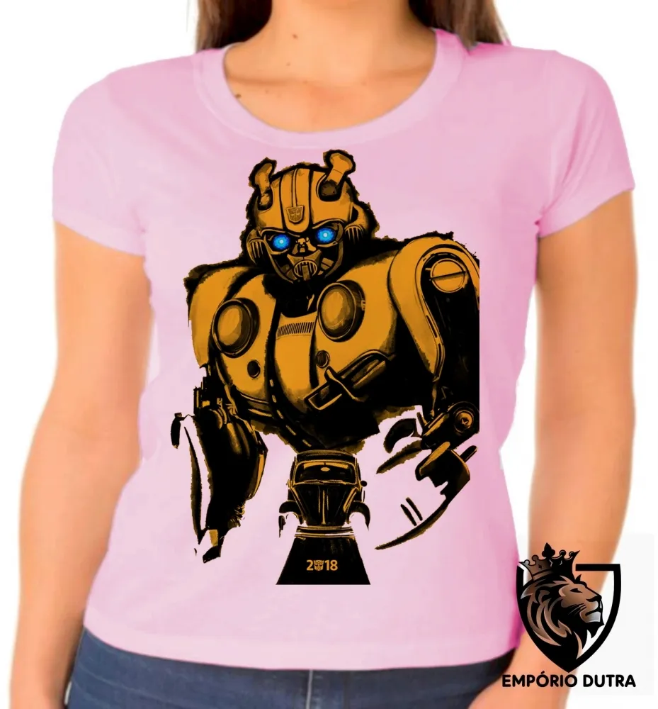 Baby look blusa Feminina Bumblebee fusca transformers robo Imagem