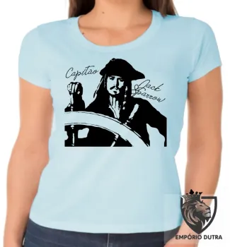 Baby look blusa Feminina Capitão Jack Sparrow pirata caribe - Foto 2