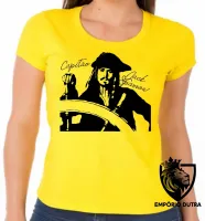 Baby look blusa Feminina Capitão Jack Sparrow pirata caribe - Foto 3