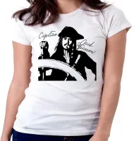 Baby look blusa Feminina Capitão Jack Sparrow pirata caribe - Foto 5