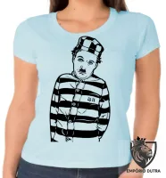 Baby look blusa Feminina charlie chaplin ator antigo preso prisão - Foto 2