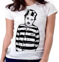 Baby look blusa Feminina charlie chaplin ator antigo preso prisão - Foto 5