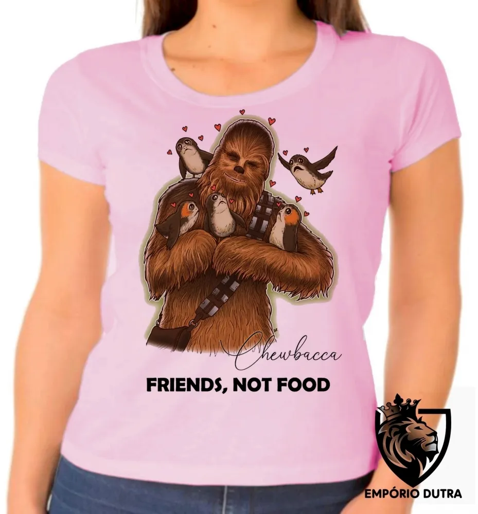 Baby look blusa Feminina Chewbacca friends not food