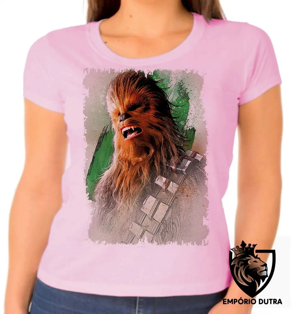 Baby look blusa Feminina Chewbacca gritando Imagem