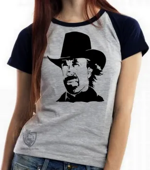 Baby look blusa Feminina chuck norris texas ranger ator cowboy
