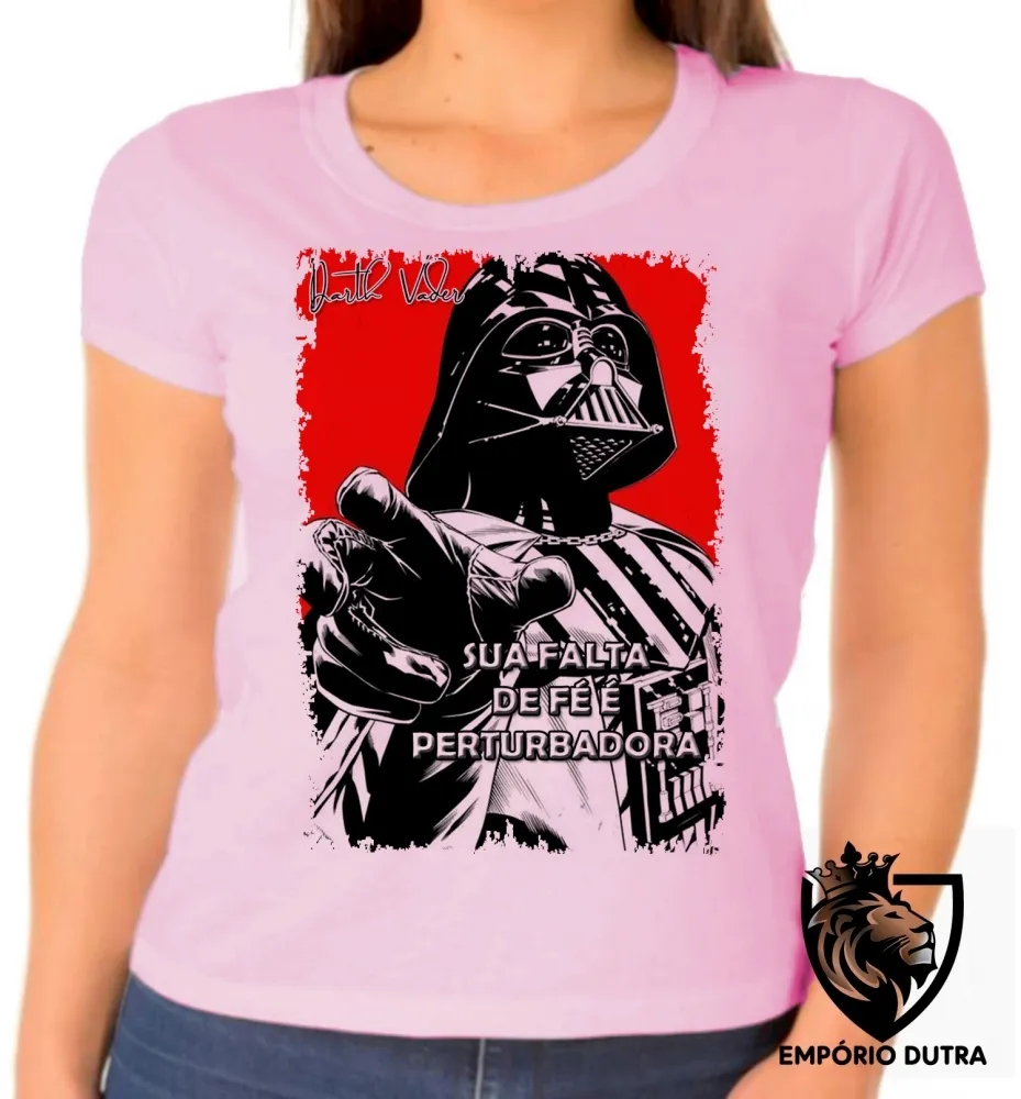 Baby look blusa Feminina Darth Vader fé Imagem
