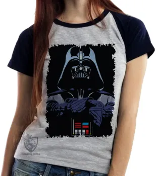 Baby look blusa Feminina Darth Vader preto - Foto 2