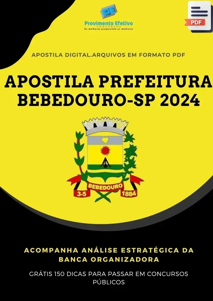 Apostila Pref Bebedouro SP Escriturário  2024 Imagem