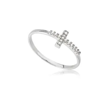 Anel de prata 950 - Cruz com Zircônias - 270118