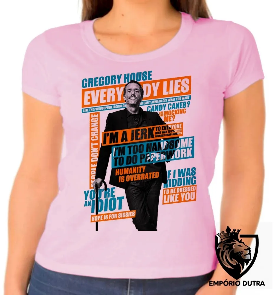 Baby look blusa Feminina Dr House Gregory Imagem