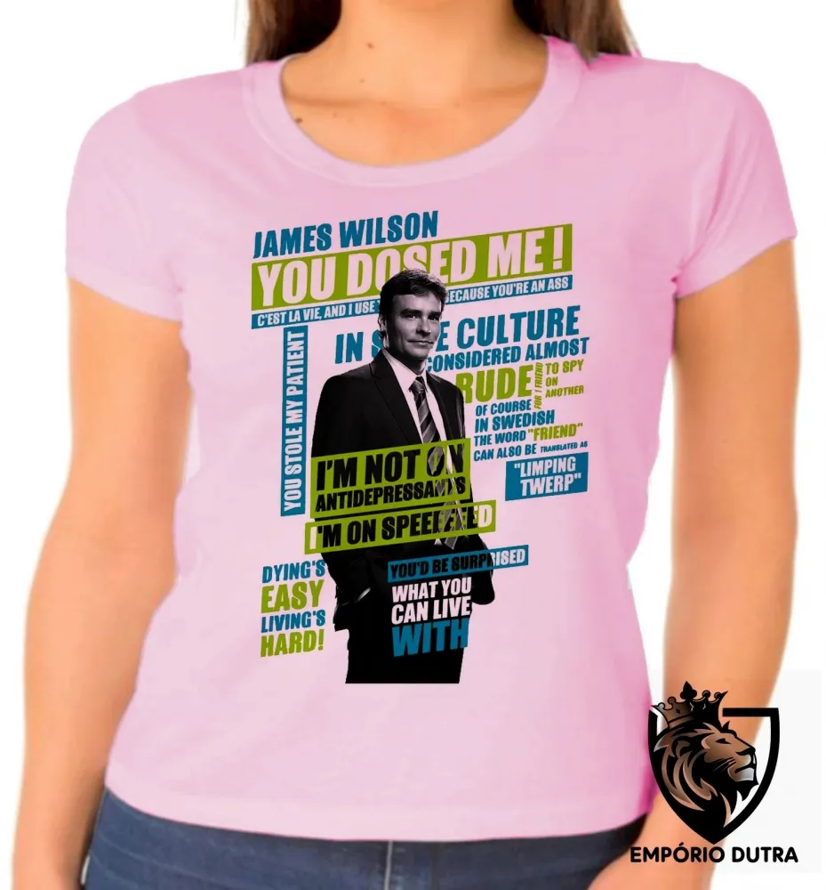 Baby look blusa Feminina Dr. House James Wilson