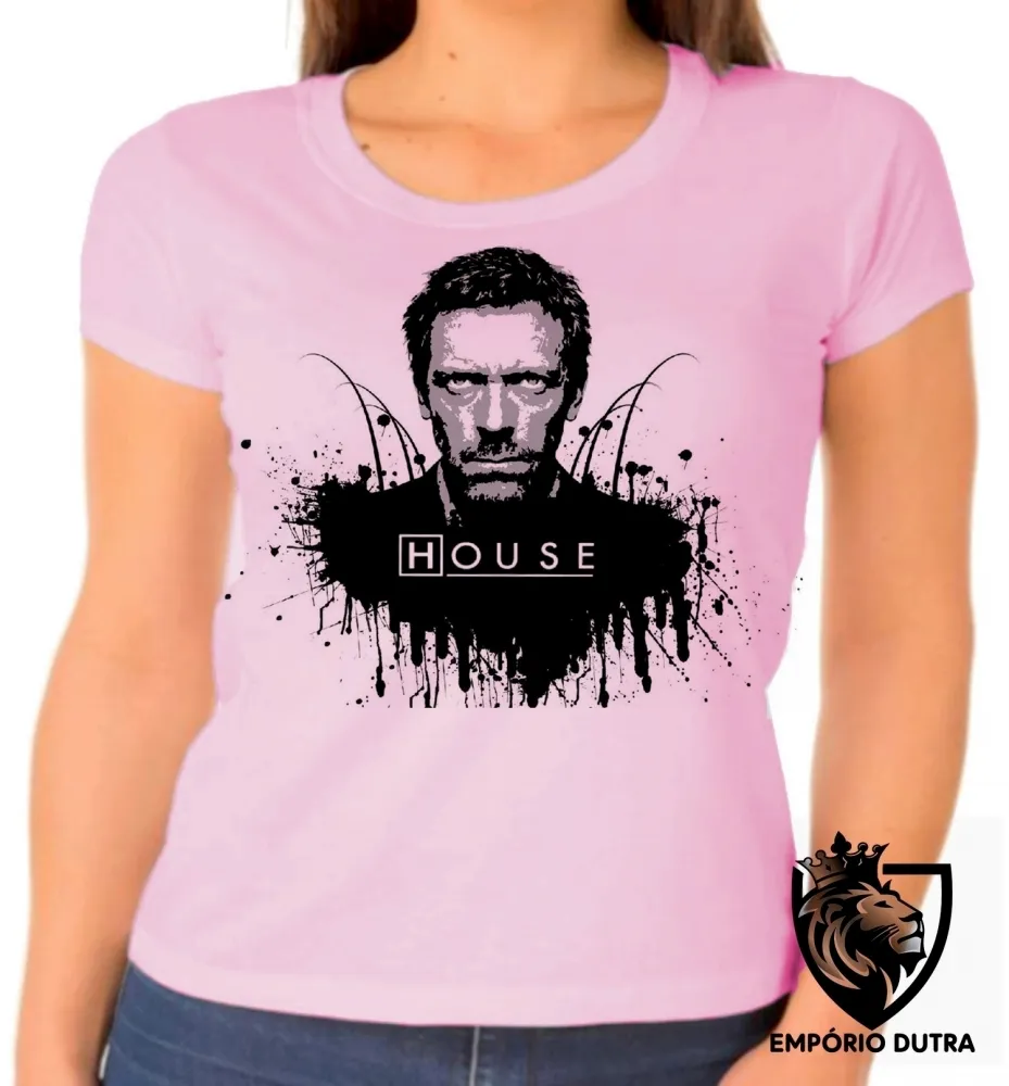 Baby look blusa Feminina Dr. House pintado Imagem