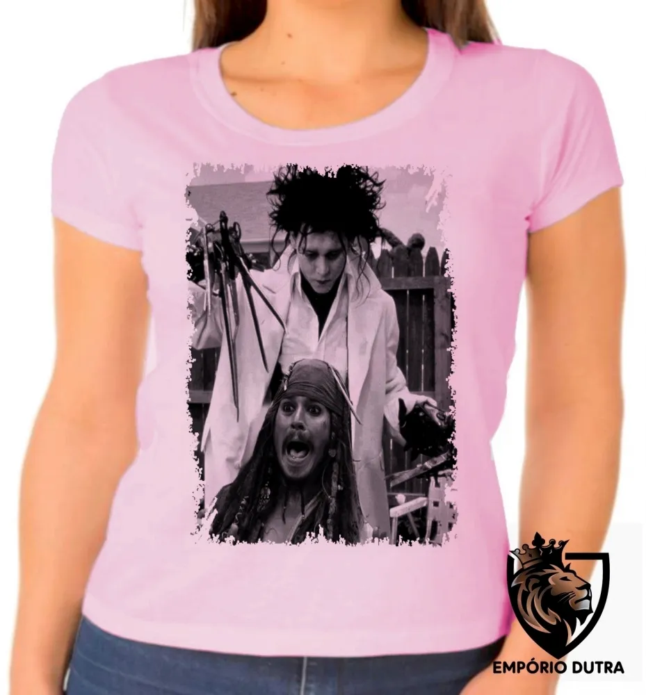 Baby look blusa Feminina Edward mãos de tesoura jack sparrow