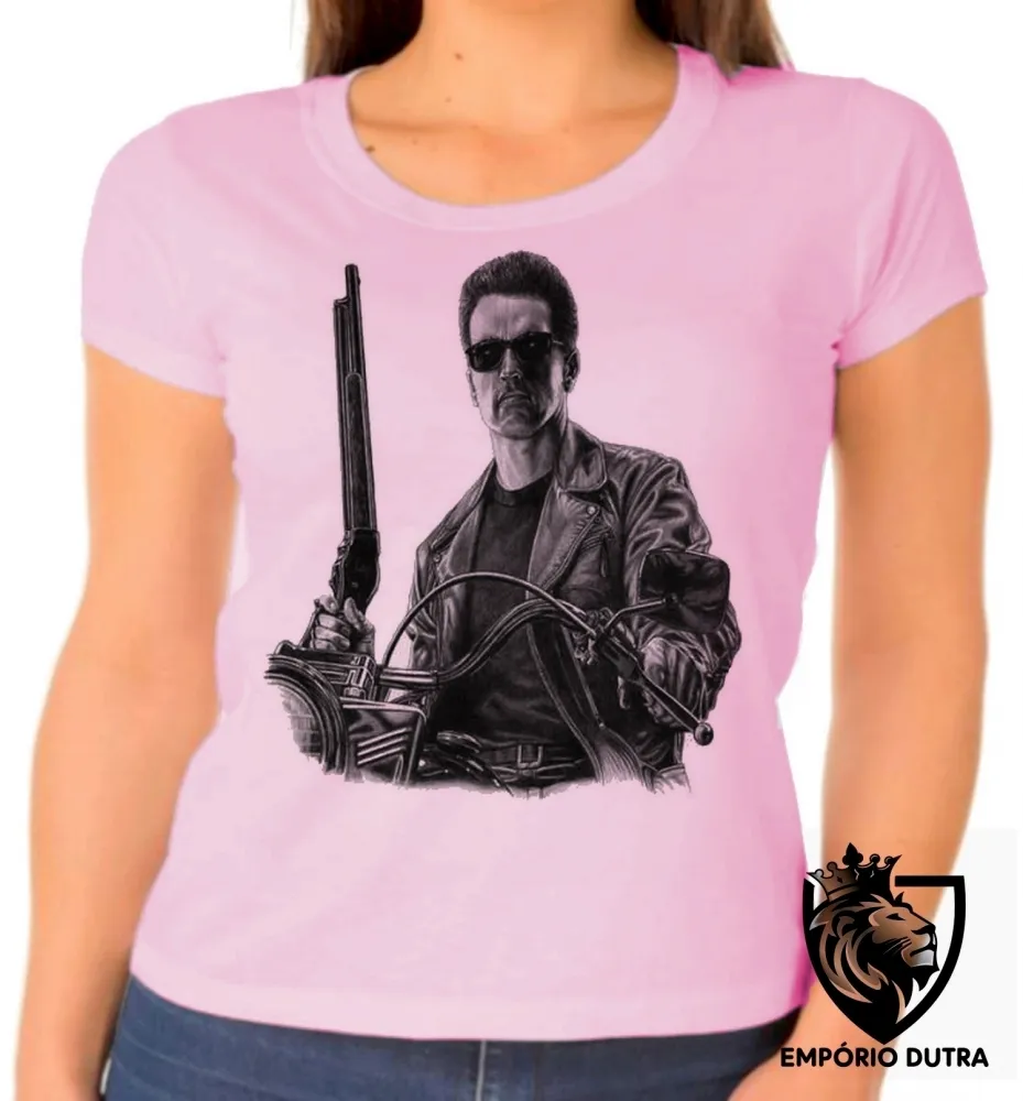 Baby look blusa Feminina exterminador do futuro moto terminator 2 harley