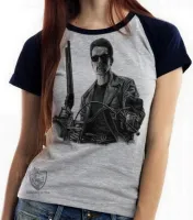 Baby look blusa Feminina exterminador do futuro moto terminator 2 harley - Foto 3