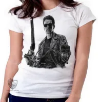 Baby look blusa Feminina exterminador do futuro moto terminator 2 harley - Foto 4