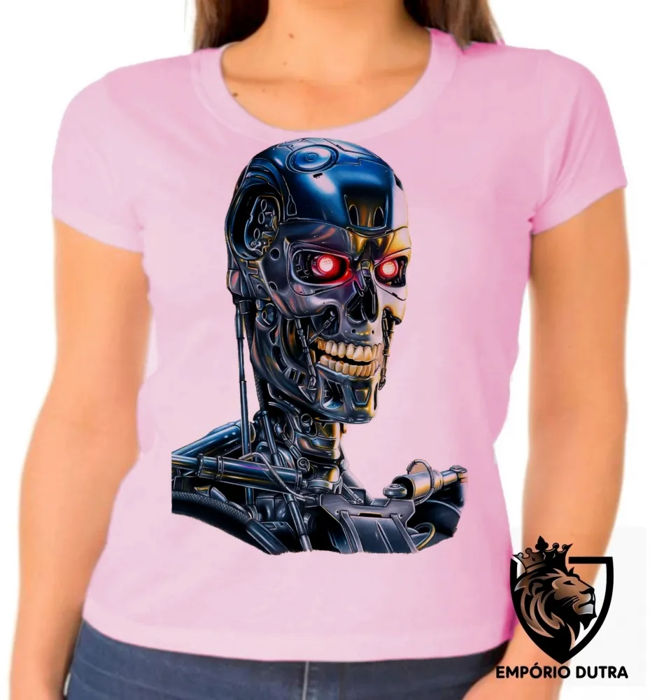 Baby look blusa Feminina exterminador do futuro terminator robo t 800 Imagem