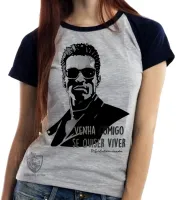 Baby look blusa Feminina Exterminador do Futuro venha comigo - Foto 4
