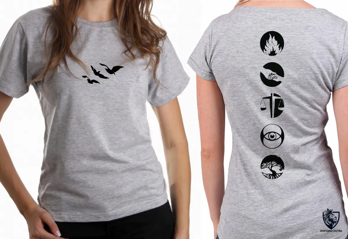 Baby look blusa Feminina facções divergente Imagem